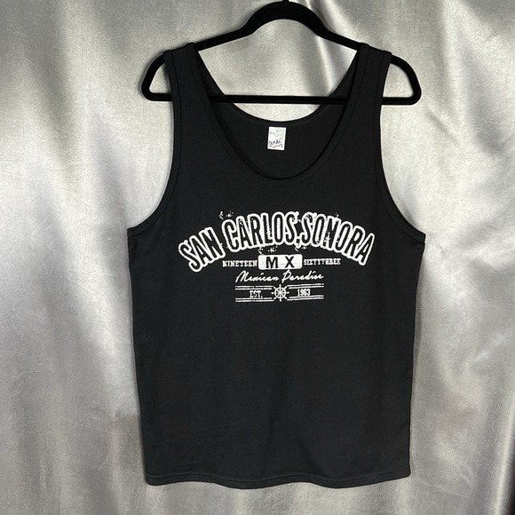 Arlin Tops - Arli  Sleeveless San Carlos, Sonora Mexico 1963 Graphic Tank Top Women's Size L